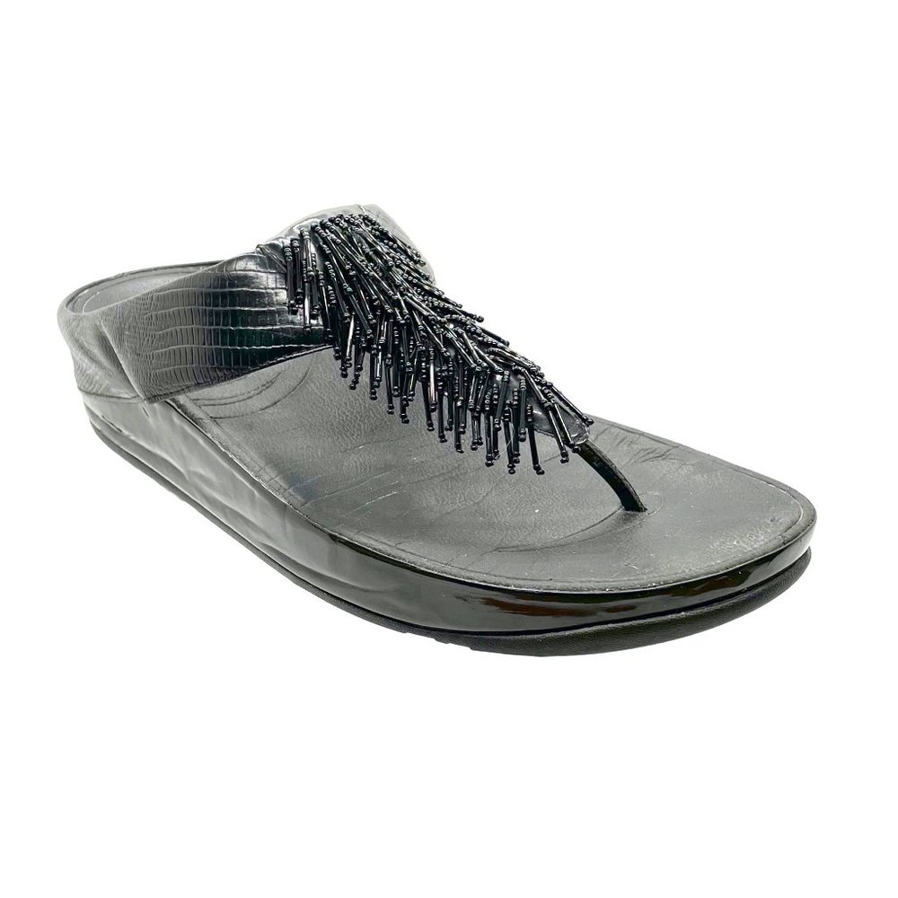 FitFlop Women’s ChaCha Toe Post Sandals in Black size 10